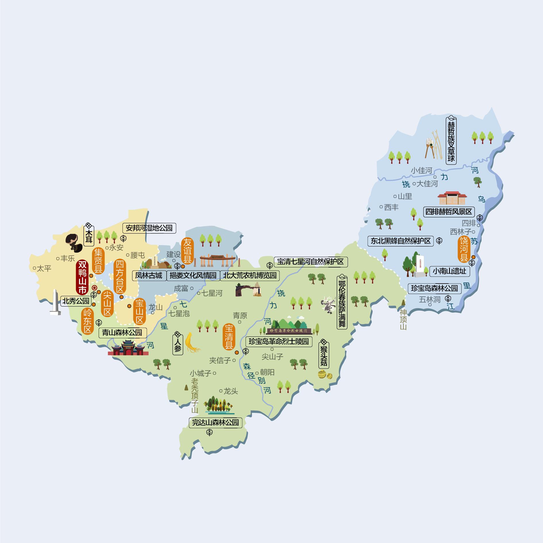 双鸭山人文地图