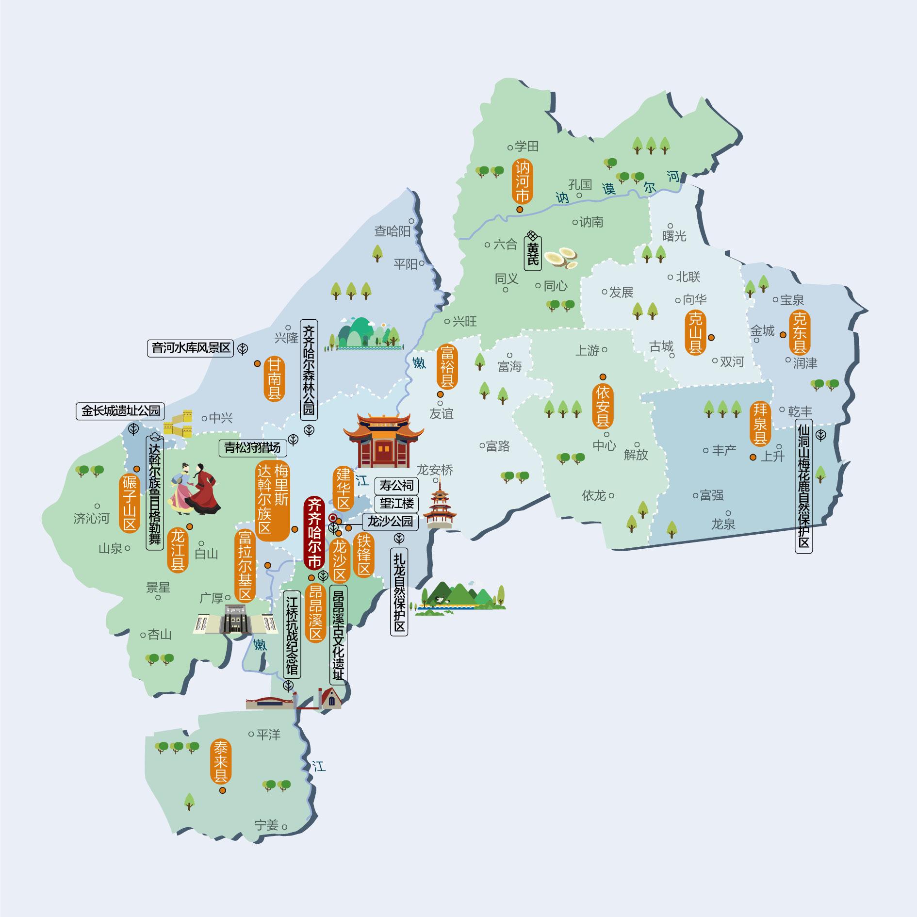 齐齐哈尔人文地图