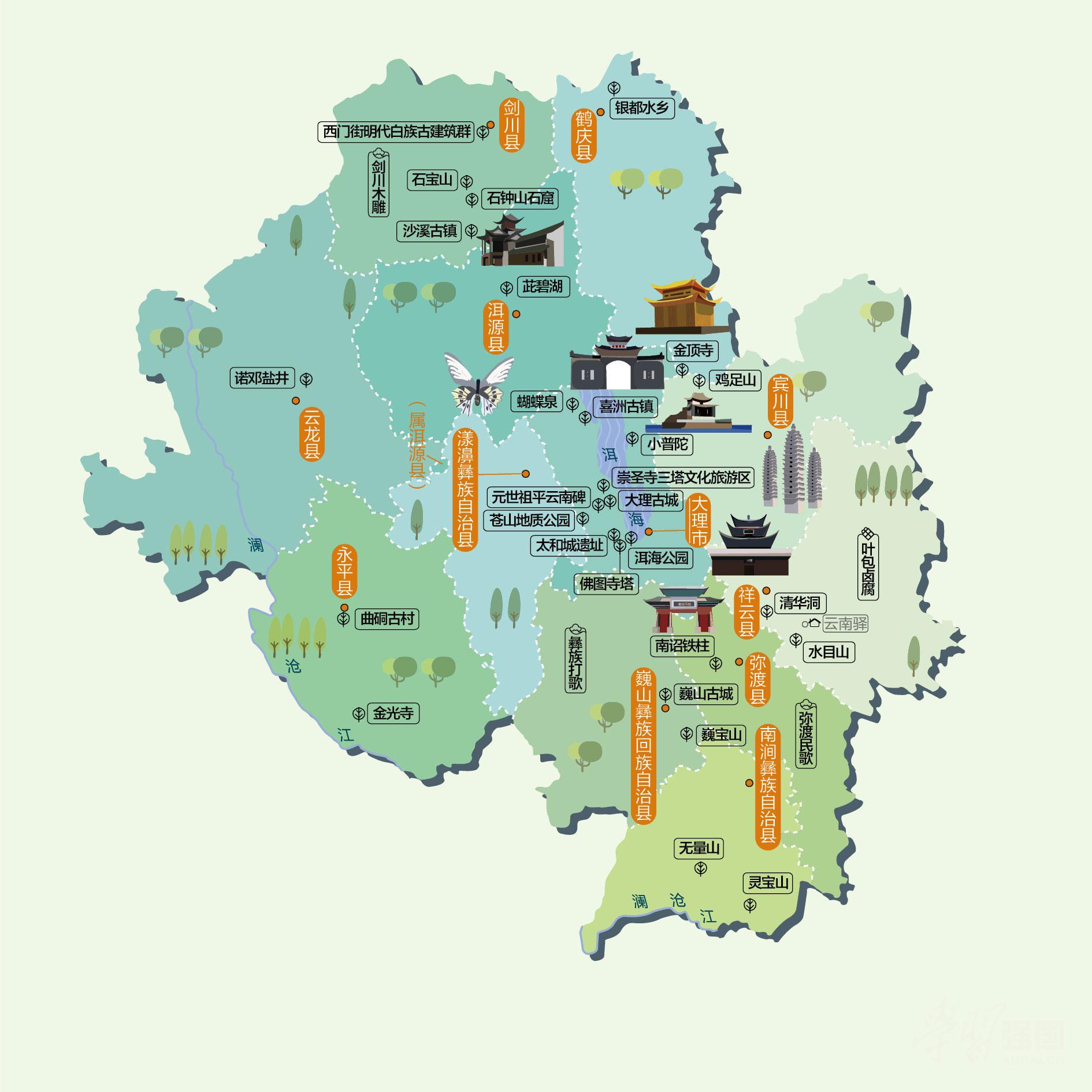 大理州人文地图