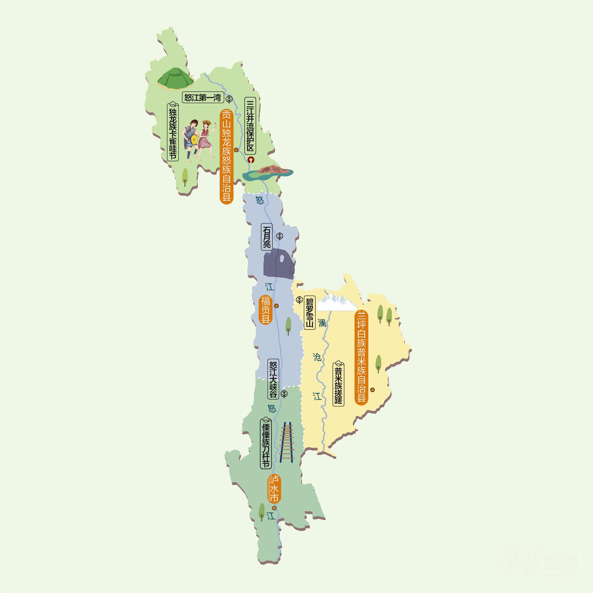 怒江州人文地图