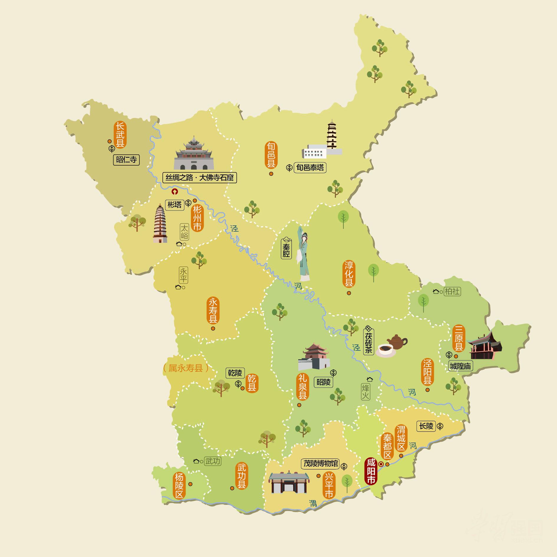 咸阳人文地图